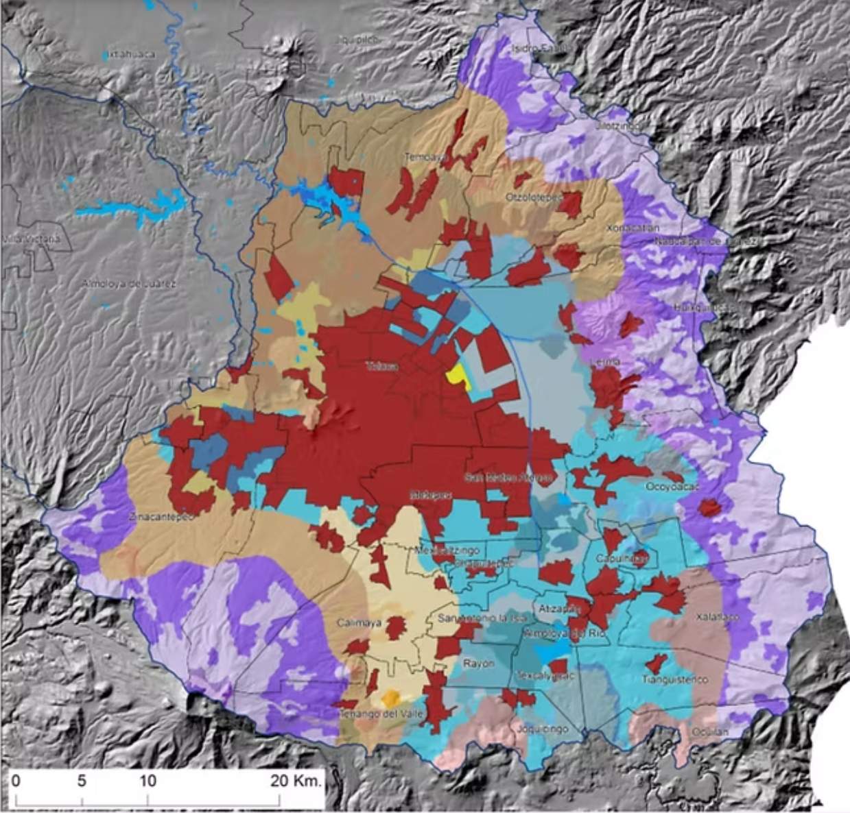 Mapa de la cuenca del río Lerma por unidades de gestión.